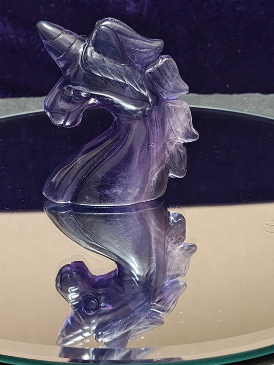 Purple Fluorite Unicorn Carving