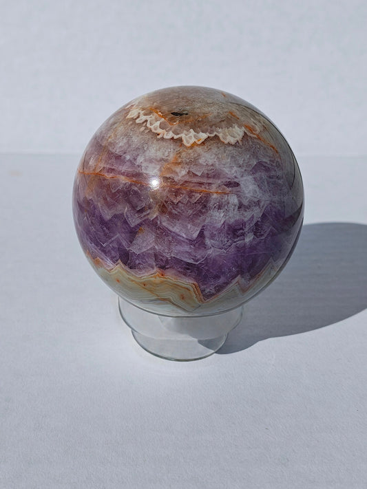 Amethyst & Crazy Lace Agate Sphere – Crystal Ball for Intuition, Dual Crystal for Calm, Clarity & Spiritual Protection