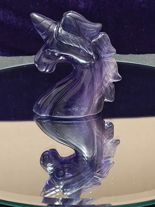 Purple Fluorite Unicorn Carving