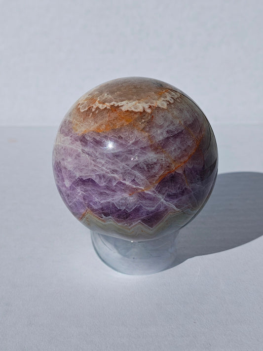 Amethyst & Crazy Lace Agate Sphere – Crystal Ball for Intuition, Dual Crystal for Calm, Clarity & Spiritual Protection